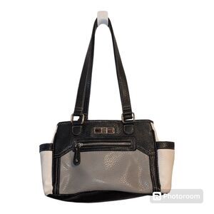 Purse Medium Double Strap Shoulder Handbag Faux Leather Granny Retro Basic